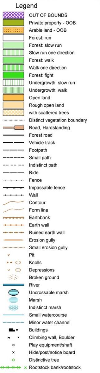 Legend from an orienteering map